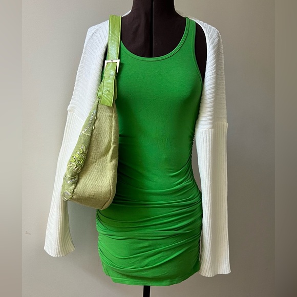 TNA Malibu Ruched Dress in lime green - Picture 6 of 9
